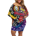 Personalised Bulldogs AFL Celebrating 50 Years of Naidoc Off Shoulder Short Dress NAIDOC Week 2025 Aboriginal