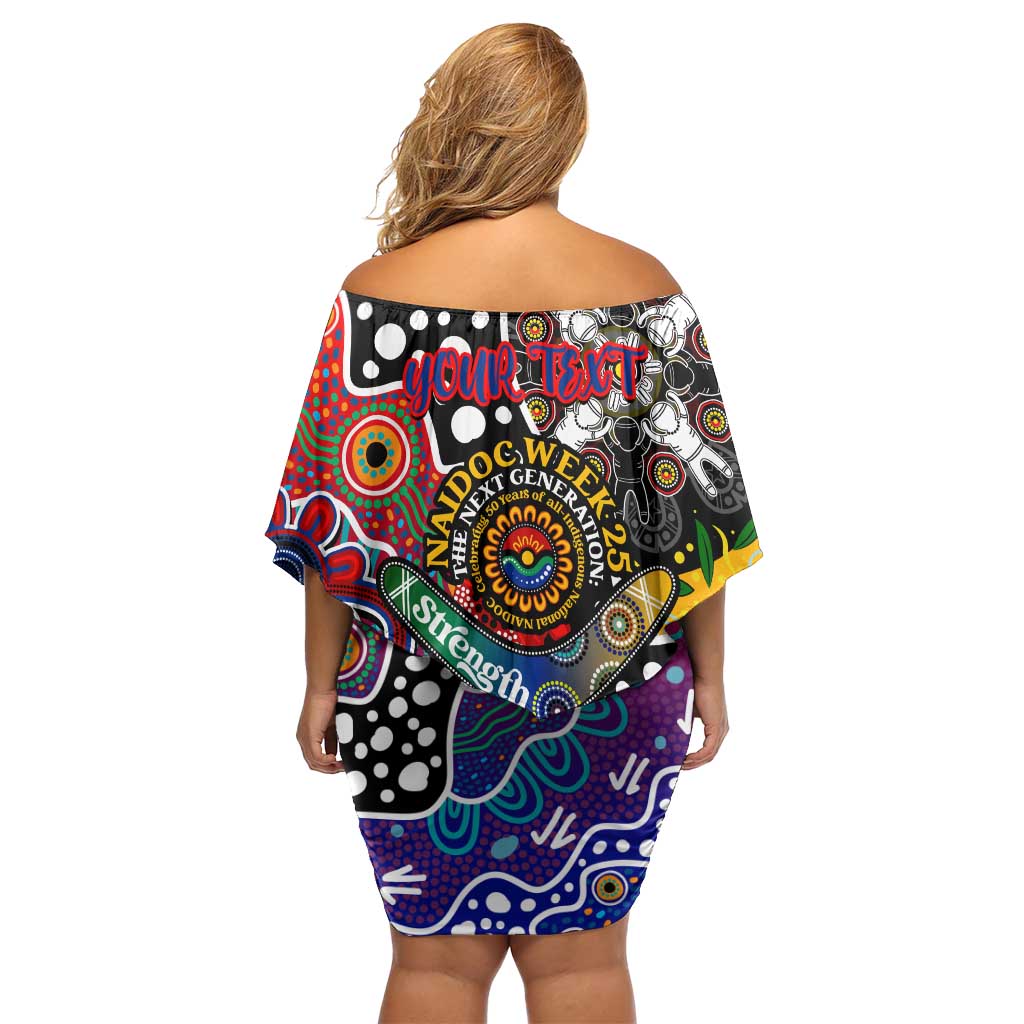Personalised Bulldogs AFL Celebrating 50 Years of Naidoc Off Shoulder Short Dress NAIDOC Week 2025 Aboriginal