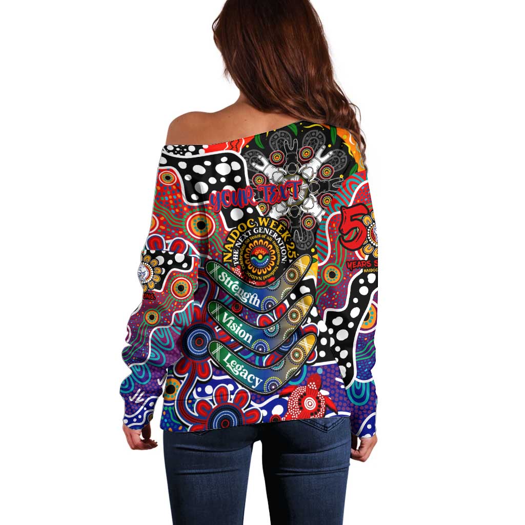 Personalised Bulldogs AFL Celebrating 50 Years of Naidoc Off Shoulder Sweater NAIDOC Week 2025 Aboriginal