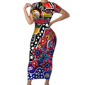Personalised Bulldogs AFL Celebrating 50 Years of Naidoc Short Sleeve Bodycon Dress NAIDOC Week 2025 Aboriginal