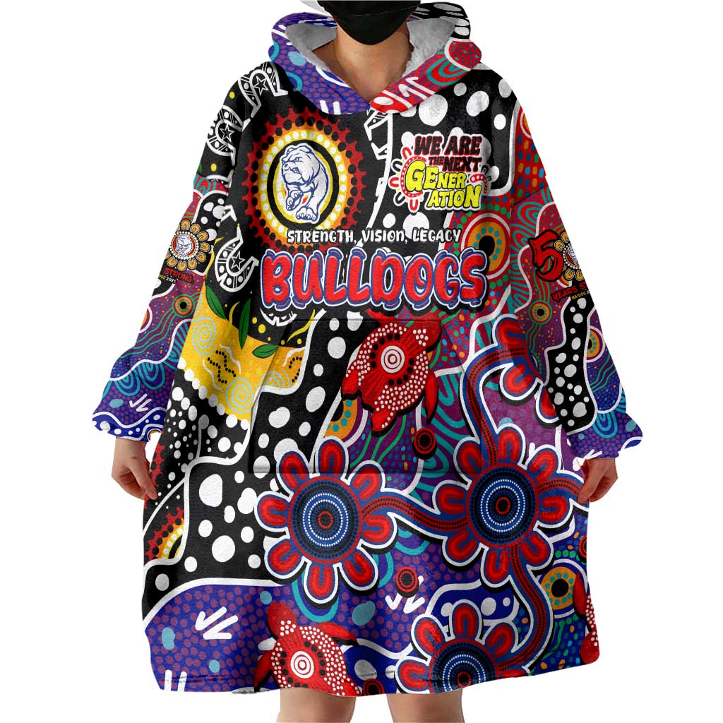 Personalised Bulldogs AFL Celebrating 50 Years of Naidoc Wearable Blanket Hoodie NAIDOC Week 2025 Aboriginal