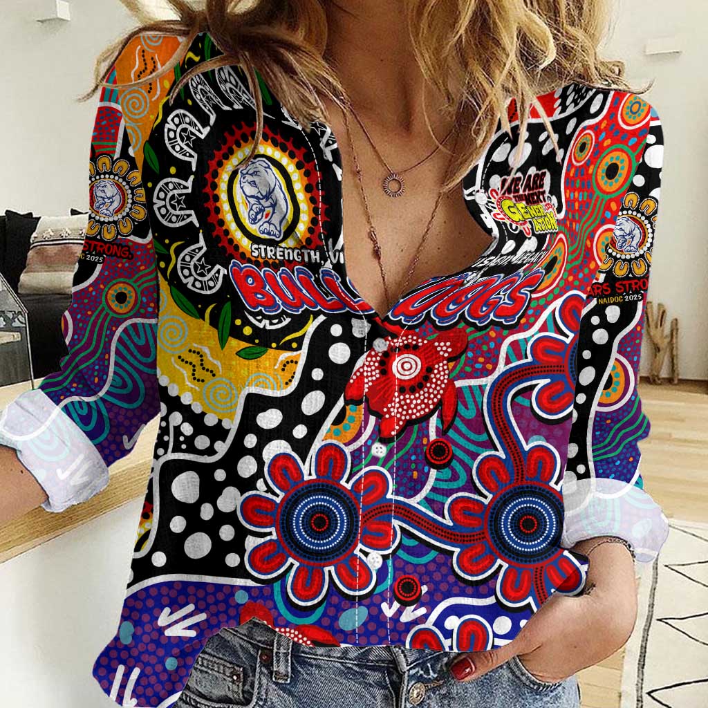 Personalised Bulldogs AFL Celebrating 50 Years of Naidoc Women Casual Shirt NAIDOC Week 2025 Aboriginal