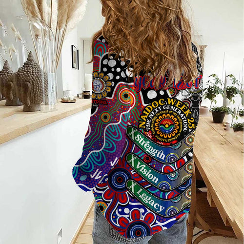 Personalised Bulldogs AFL Celebrating 50 Years of Naidoc Women Casual Shirt NAIDOC Week 2025 Aboriginal