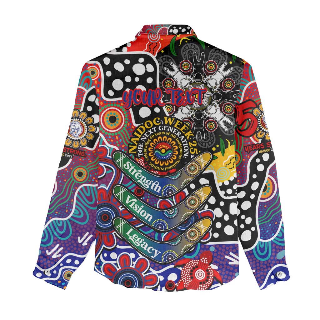 Personalised Bulldogs AFL Celebrating 50 Years of Naidoc Women Casual Shirt NAIDOC Week 2025 Aboriginal