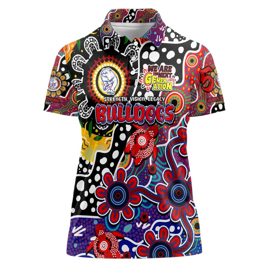 Personalised Bulldogs AFL Celebrating 50 Years of Naidoc Women Polo Shirt NAIDOC Week 2025 Aboriginal