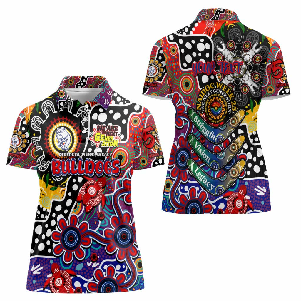 Personalised Bulldogs AFL Celebrating 50 Years of Naidoc Women Polo Shirt NAIDOC Week 2025 Aboriginal