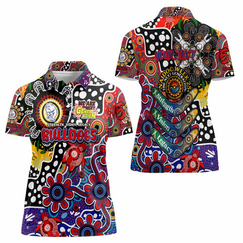 Personalised Bulldogs AFL Celebrating 50 Years of Naidoc Women Polo Shirt NAIDOC Week 2025 Aboriginal