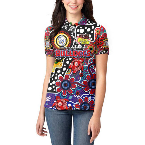 Personalised Bulldogs AFL Celebrating 50 Years of Naidoc Women Polo Shirt NAIDOC Week 2025 Aboriginal