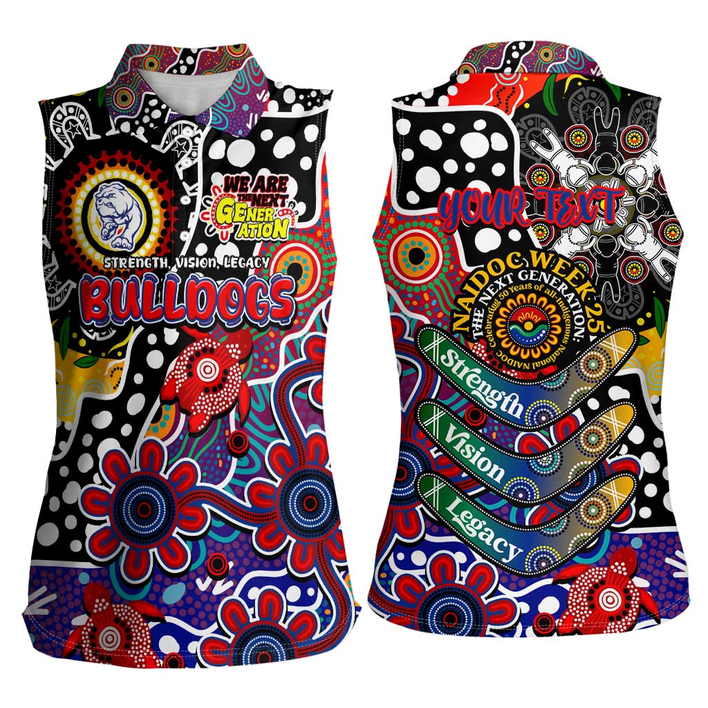 Personalised Bulldogs AFL Celebrating 50 Years of Naidoc Women Sleeveless Polo Shirt NAIDOC Week 2025 Aboriginal