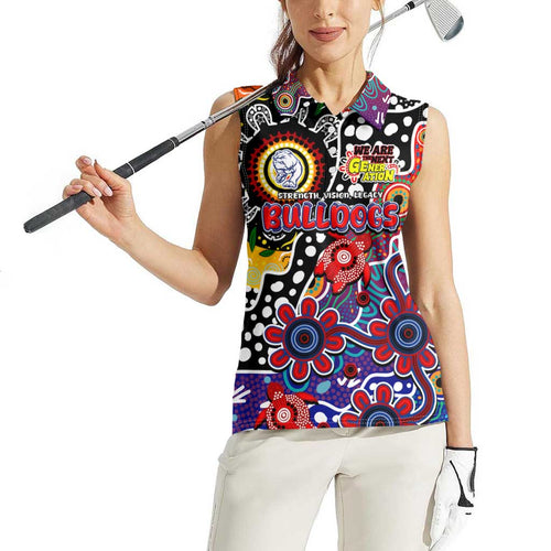 Personalised Bulldogs AFL Celebrating 50 Years of Naidoc Women Sleeveless Polo Shirt NAIDOC Week 2025 Aboriginal
