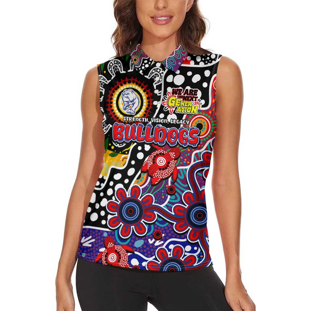 Personalised Bulldogs AFL Celebrating 50 Years of Naidoc Women Sleeveless Polo Shirt NAIDOC Week 2025 Aboriginal