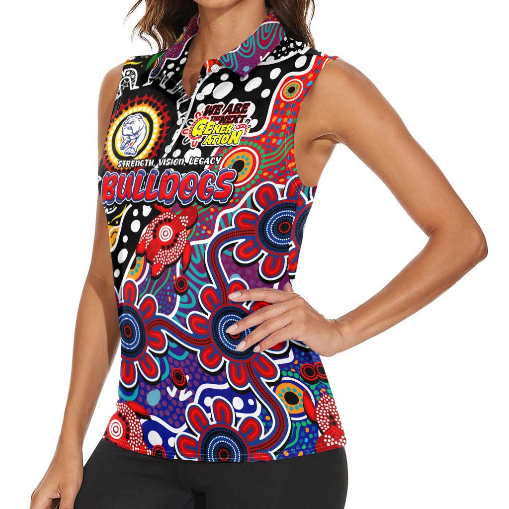 Personalised Bulldogs AFL Celebrating 50 Years of Naidoc Women Sleeveless Polo Shirt NAIDOC Week 2025 Aboriginal