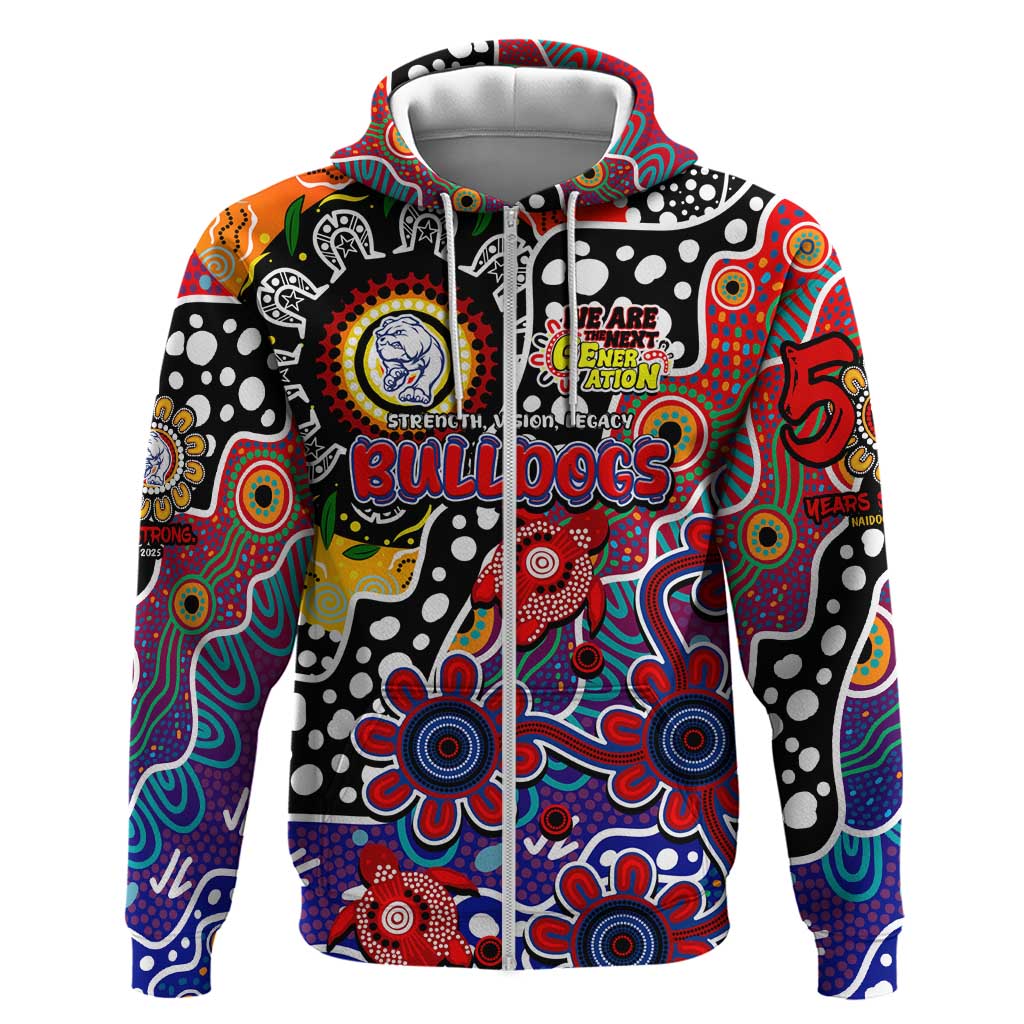 Personalised Bulldogs AFL Celebrating 50 Years of Naidoc Zip Hoodie NAIDOC Week 2025 Aboriginal