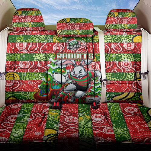 Rabbitohs Rugby Merry Christmas Back Car Seat Cover Indigenous Australian Art