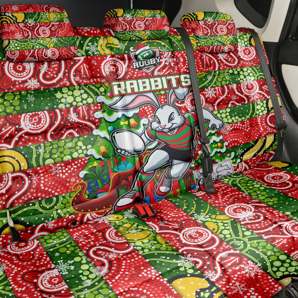Rabbitohs Rugby Merry Christmas Back Car Seat Cover Indigenous Australian Art