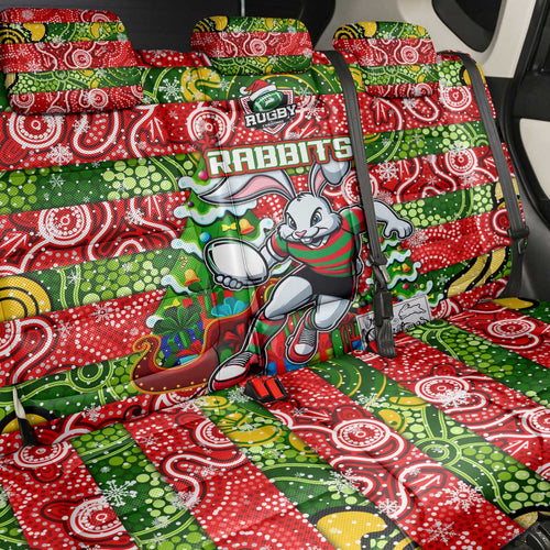 Rabbitohs Rugby Merry Christmas Back Car Seat Cover Indigenous Australian Art
