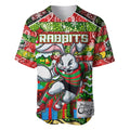 Custom Rabbitohs Rugby Merry Christmas Baseball Jersey Indigenous Australian Art