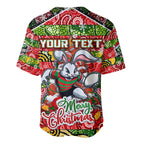 Custom Rabbitohs Rugby Merry Christmas Baseball Jersey Indigenous Australian Art