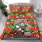 Rabbitohs Rugby Merry Christmas Bedding Set Indigenous Australian Art