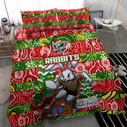 Rabbitohs Rugby Merry Christmas Bedding Set Indigenous Australian Art