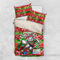 Rabbitohs Rugby Merry Christmas Bedding Set Indigenous Australian Art