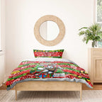 Rabbitohs Rugby Merry Christmas Bedding Set Indigenous Australian Art