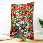 Rabbitohs Rugby Merry Christmas Blanket Indigenous Australian Art