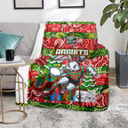 Rabbitohs Rugby Merry Christmas Blanket Indigenous Australian Art