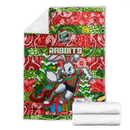 Rabbitohs Rugby Merry Christmas Blanket Indigenous Australian Art