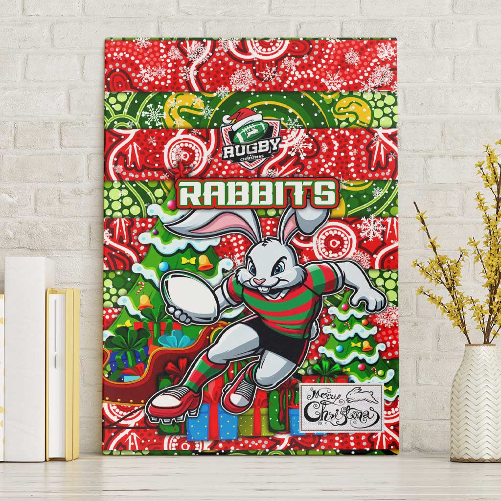 Rabbitohs Rugby Merry Christmas Canvas Wall Art Indigenous Australian Art