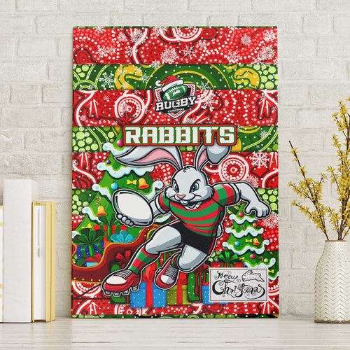 Rabbitohs Rugby Merry Christmas Canvas Wall Art Indigenous Australian Art