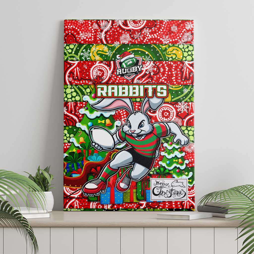 Rabbitohs Rugby Merry Christmas Canvas Wall Art Indigenous Australian Art