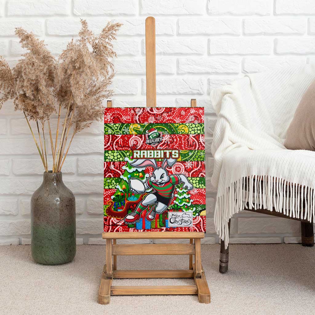 Rabbitohs Rugby Merry Christmas Canvas Wall Art Indigenous Australian Art