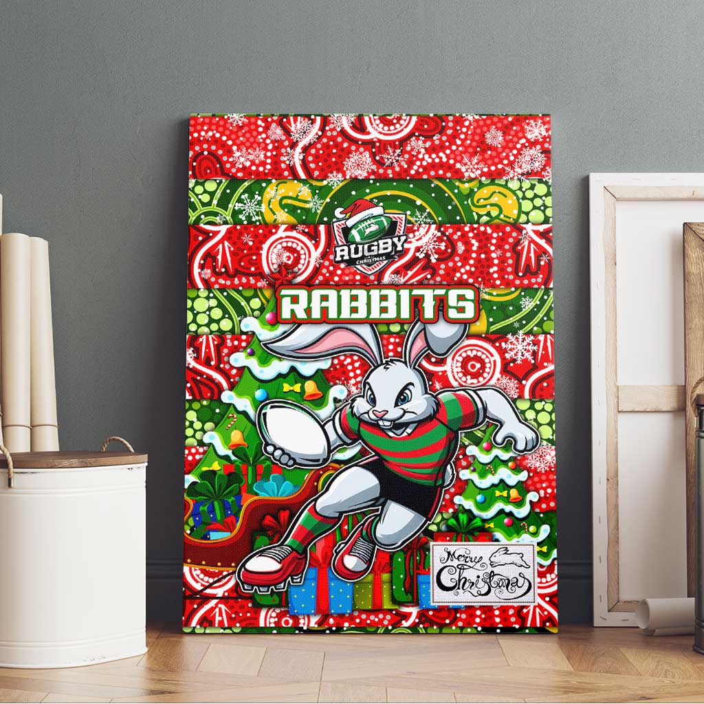 Rabbitohs Rugby Merry Christmas Canvas Wall Art Indigenous Australian Art