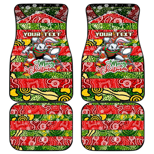 Rabbitohs Rugby Merry Christmas Car Mats Indigenous Australian Art