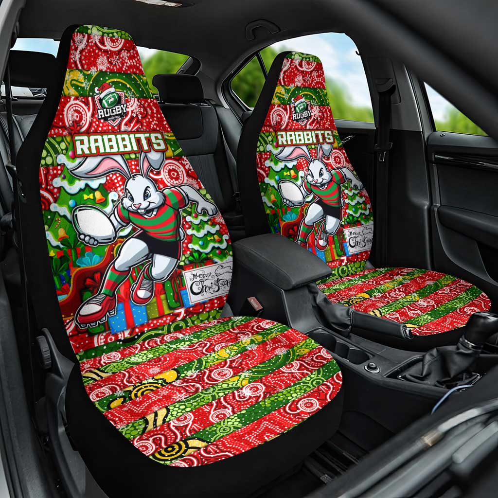 Rabbitohs Rugby Merry Christmas Car Seat Cover Indigenous Australian Art