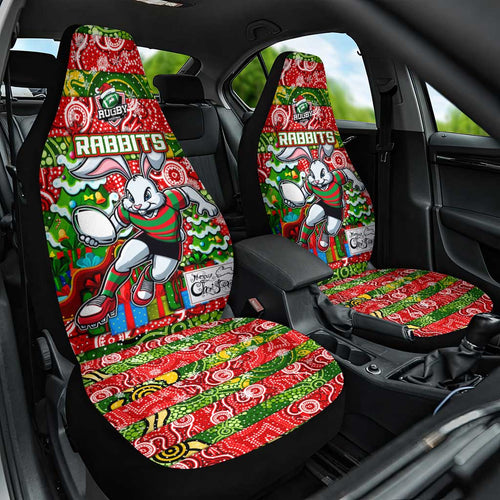 Rabbitohs Rugby Merry Christmas Car Seat Cover Indigenous Australian Art