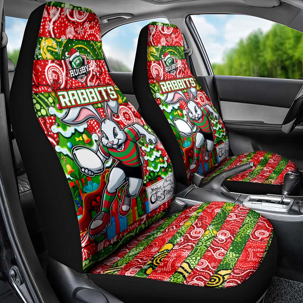 Rabbitohs Rugby Merry Christmas Car Seat Cover Indigenous Australian Art