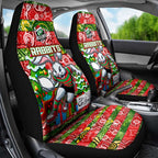 Rabbitohs Rugby Merry Christmas Car Seat Cover Indigenous Australian Art