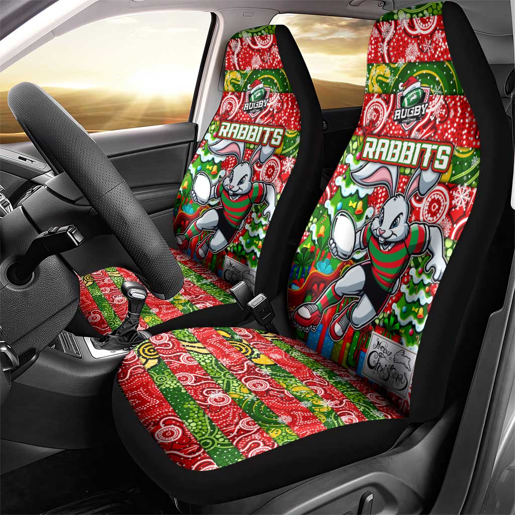 Rabbitohs Rugby Merry Christmas Car Seat Cover Indigenous Australian Art