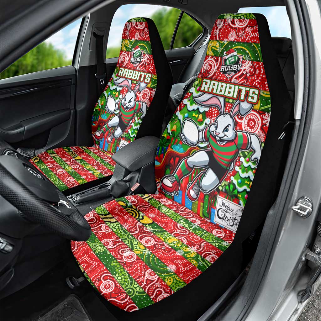 Rabbitohs Rugby Merry Christmas Car Seat Cover Indigenous Australian Art