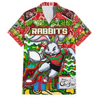 Custom Rabbitohs Rugby Merry Christmas Family Matching Summer Maxi Dress and Hawaiian Shirt Indigenous Australian Art