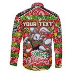 Custom Rabbitohs Rugby Merry Christmas Family Matching Summer Maxi Dress and Hawaiian Shirt Indigenous Australian Art
