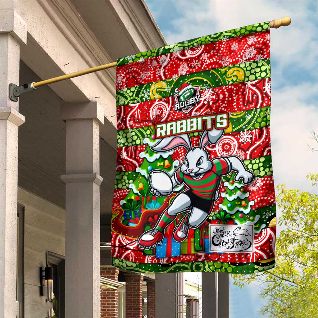 Rabbitohs Rugby Merry Christmas Garden Flag Indigenous Australian Art