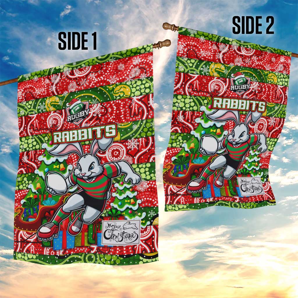Rabbitohs Rugby Merry Christmas Garden Flag Indigenous Australian Art