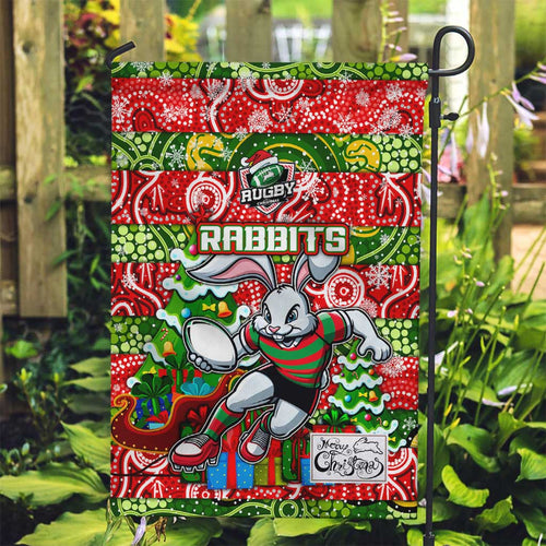 Rabbitohs Rugby Merry Christmas Garden Flag Indigenous Australian Art