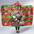 Rabbitohs Rugby Merry Christmas Hooded Blanket Indigenous Australian Art