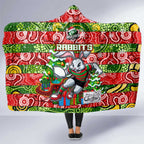 Rabbitohs Rugby Merry Christmas Hooded Blanket Indigenous Australian Art