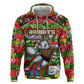 Custom Rabbitohs Rugby Merry Christmas Hoodie Indigenous Australian Art