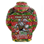 Custom Rabbitohs Rugby Merry Christmas Hoodie Indigenous Australian Art